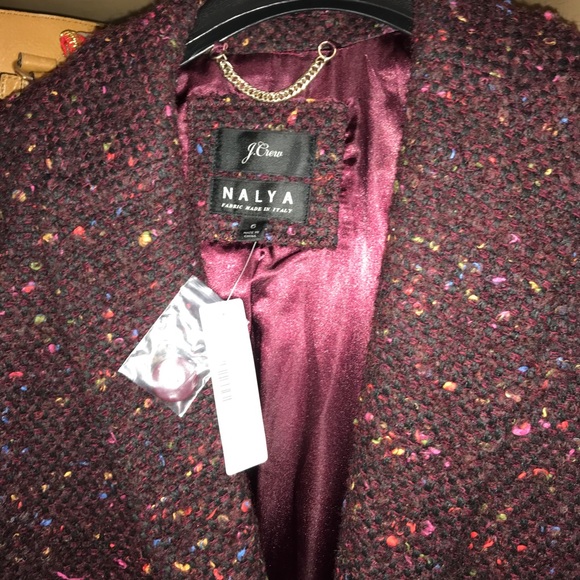 J Crew Daphne Topcoat Burgundy Tweed Multi 6